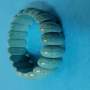 Reconstituted Turquoise Cool Water Beaded Stretch Bracelet